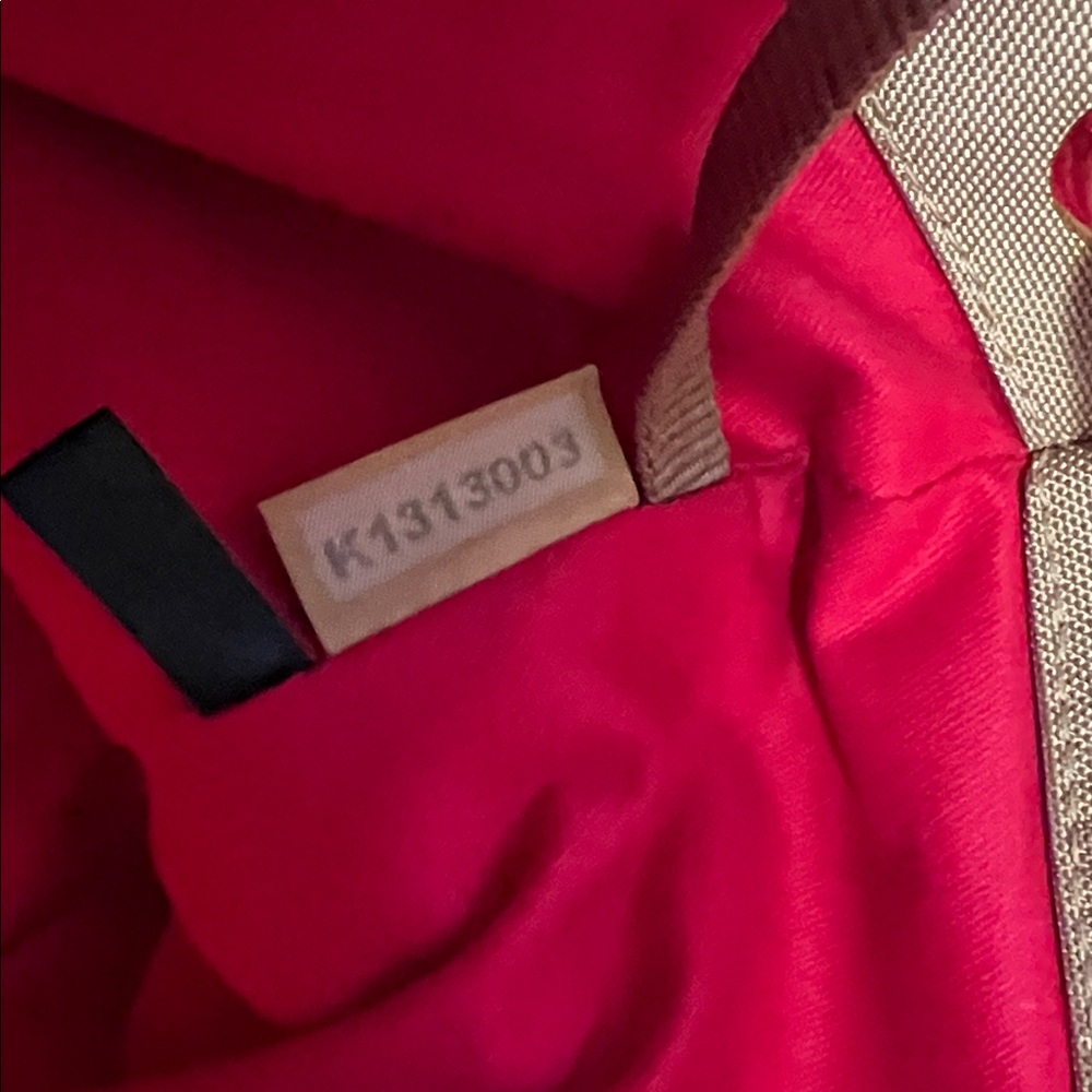 Dooney & Bourke Large Canvas Shopper Neutral Tan with Leather Trim Red interior - Picture 6 of 13
